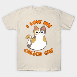 I Love My Calico Cat Cute Kawaii Chibi Kitty Multicolor Cat T-Shirt